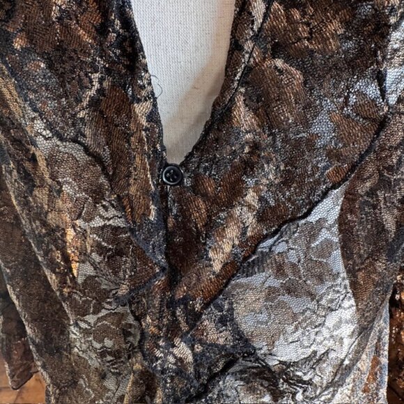 Avenue Lace Bell Sleeve Cardigan Blouse – Black & Gold Metallic – Women’s 18/20 - Picture 10 of 12